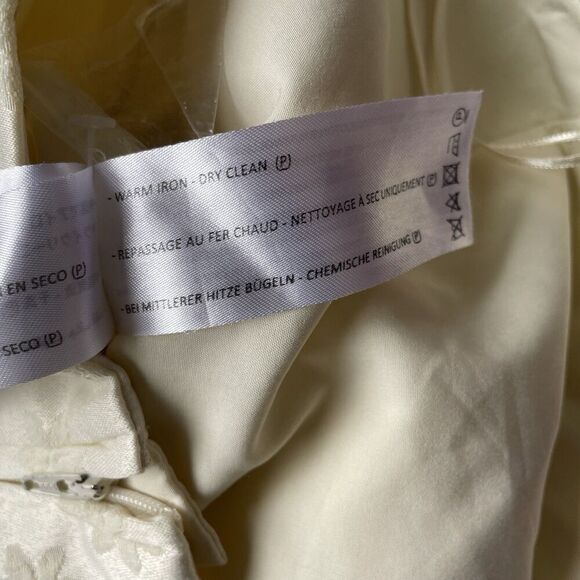 C/MEO Collective Elate Midi Dress Women Large Pale Yellow Floral Brocade Sheath - Picture 13 of 13